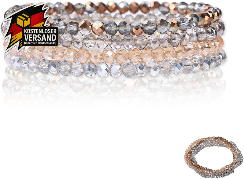 Perlenarmband Damen Mehrschichtig Kristallsteine Freundschafts- Partnergeschenk