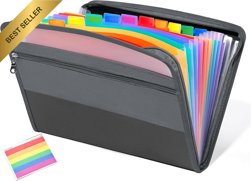 Portable Accordion Document Folder 13 Pockets A6 Letter Size Expanding File Orga