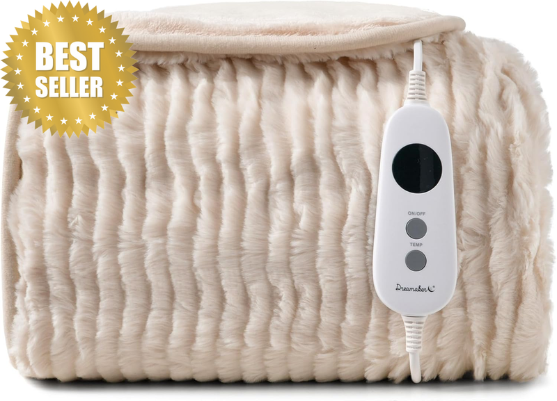 Eyelash Long Ribbed Fleece Electric Heated Throw Blanket 160X130Cm Winter Warmer