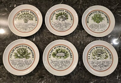 6 Rare Salad Recipe Plates PORCELAINE D'AUTEUIL Service Bistrot Jacques Lobjoy