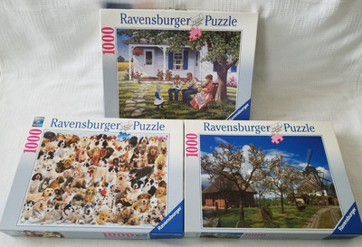 Lot of 3 Ravensburger Jigsaw Puzzles 1000 Pieces - Complete - One is New