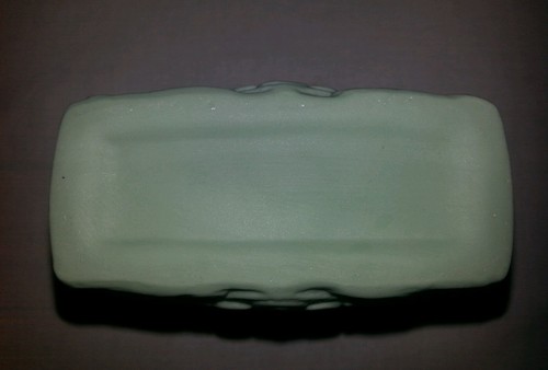 Green Jasperware Heart Vase & Trinket Box with Ivory Roses, Ribbon and Cameo