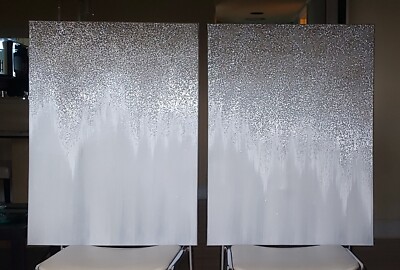 Glimmer Hand Brushed Heavy Textured Wall Art 2 Piece Set 31.5''x23.5''x0.75'' each.