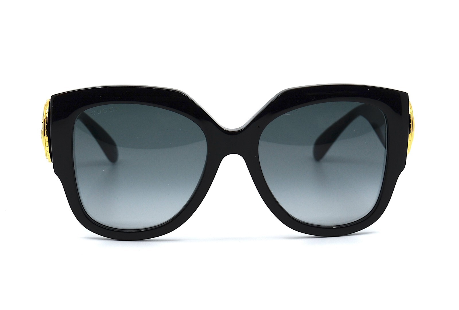 Pre-owned Gucci Gg1407s 001 Black Grey Women's Authentic Sunglasses 54-19-140 In Gray