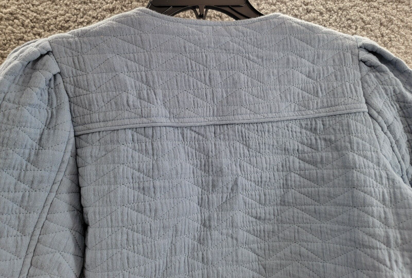 Avec Les Filles Quilted Puff-Shoulder Zip-Front Jacket Women's XS Dusty Blue - Picture 12 of 17