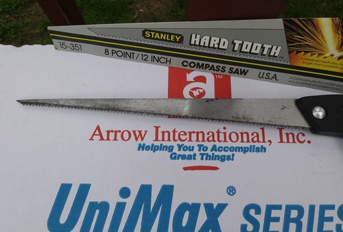 Stanley Hard Tooth 15-351 Compass Saw 8 Point/12-Inch Made In USA with Sleeve