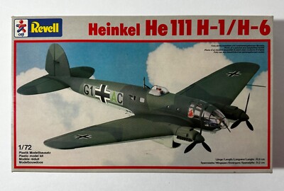 Vintage Revell #4335 1/72 Scale Heinkel He 111 H-1/H-6 Plastic Model Kit, 1984