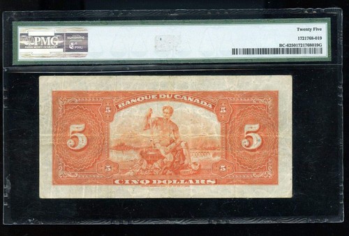 1935 Banque Du Canada 5$ PMG VF25 French