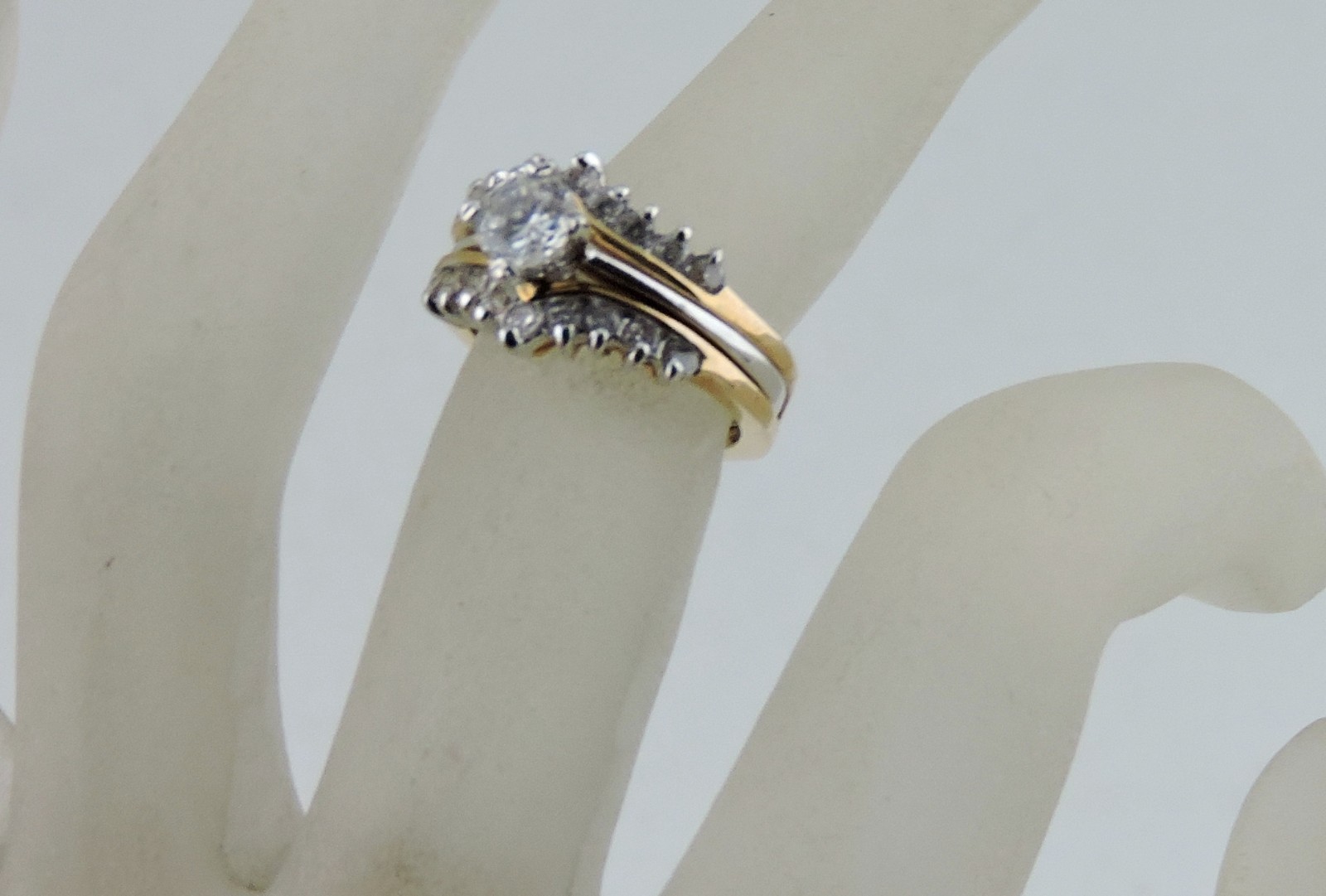 VINTAGE WOMEN'S RING 18K GOLD PLATED ENGAGEMENT STYLE DETACHABLE SOLITAIRE CZ