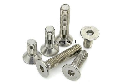 15-100pcs M3 304 Stainless Steel Flat Countersunk Head Hex Socket Cap Screw Bolt