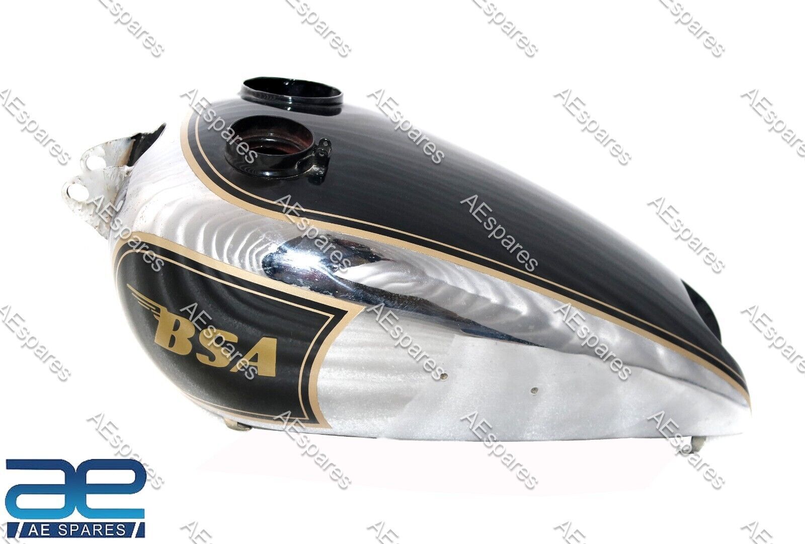 For BSA C10 C11 Black & Chrome Painted Steel Petrol Fuel Gas Tank 