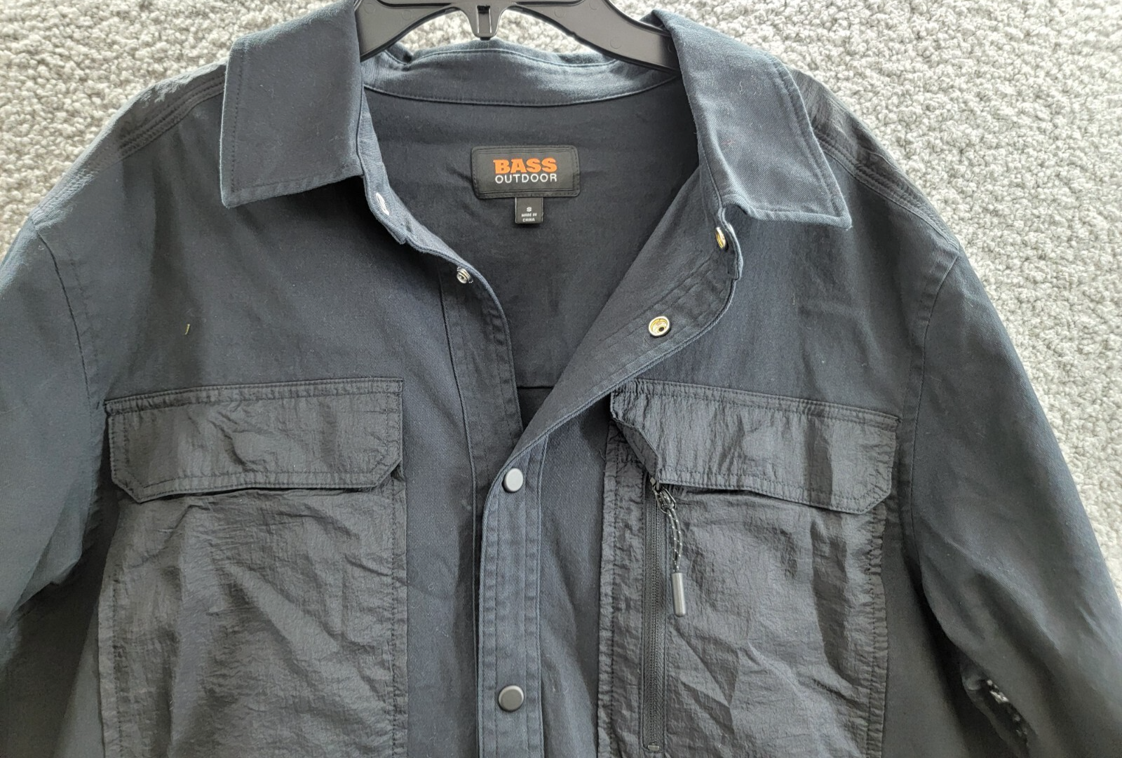 Bass Outdoor Relaxed Fit Stretch Worker Shirt Jacket Men's S Black Beauty L/S - Picture 3 of 19