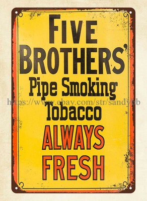 bedroom furnishing ideas Five Brothers Pipe Smoking Tobacco metal tin sign