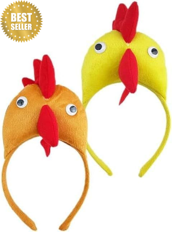 Chicken Headband 2Pcs Rooster Hair Hoop Headwear Plush Animal Headbands Hair Hoo