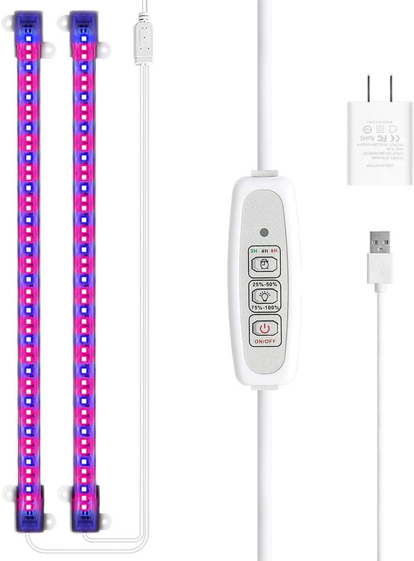 LED Grow Light for Indoor Plants, 20W Grow Light Strips with Auto On/Off Timer,
