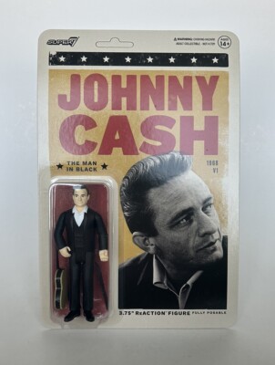 Super 7 JOHNNY CASH The Man in Black 3.75'' ReAction Figure with Guitar MOC NEW!