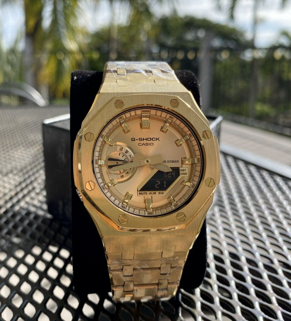Pre-owned Casio G-shock Ga2100 Yellow Gold Custom Mod