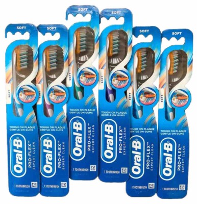 6 Pack Oral-B Pro-Flex Expert Clean SOFT Bristle Toothbrush 38 sft