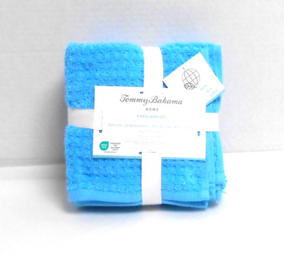 Tommy Bahama 4-Piece Turquoise Waffle Weave Wash Cloths Northern Pacific POB