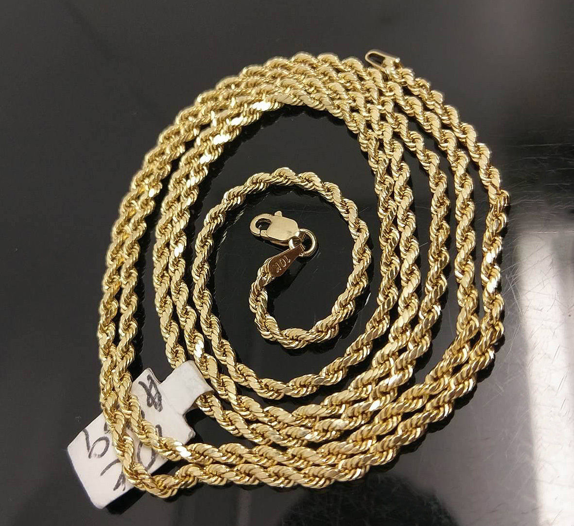 Pre-owned Globalwatches10 Real 10k Yellow Gold Rope Chain Necklace 26" Inches 3mm Unisex