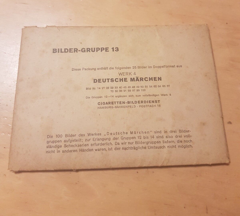 Cigaretten Bilderdienst Deutsche MÃ¤Rchen Werk 4 / Bilder-Gruppe 13