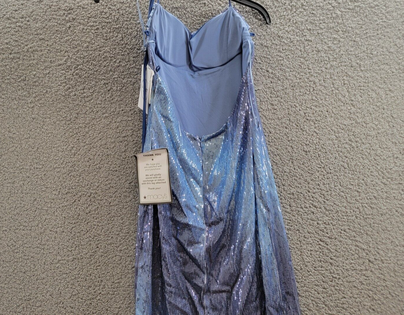 Violet Weekend Strappy Ombré Sequin Gown Juniors' Gradient Blue Lace Zip 3/4 - Picture 10 of 16