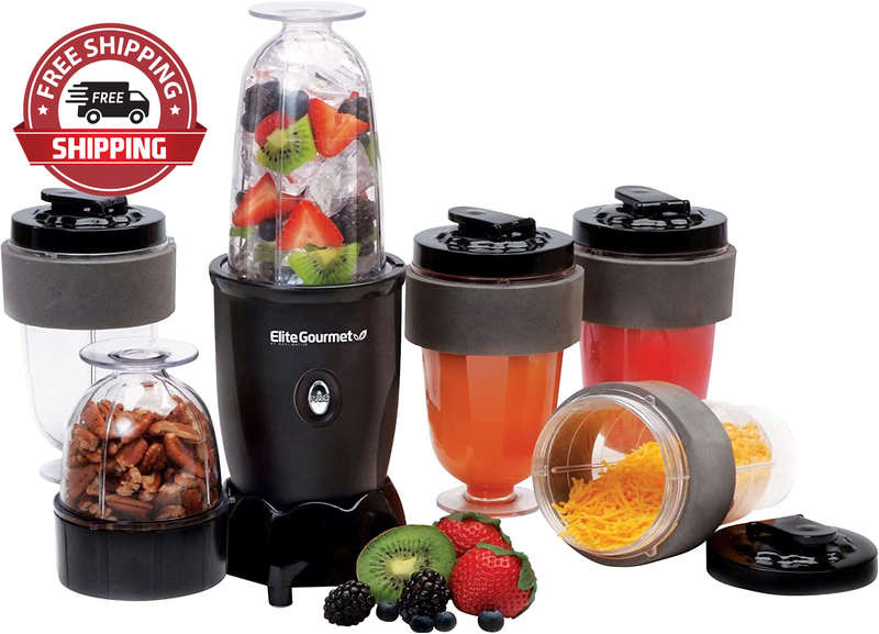 Elite Gourmet EPB-1800 17-Piece Personal Drink Mixer Blender, Sports Blender 16