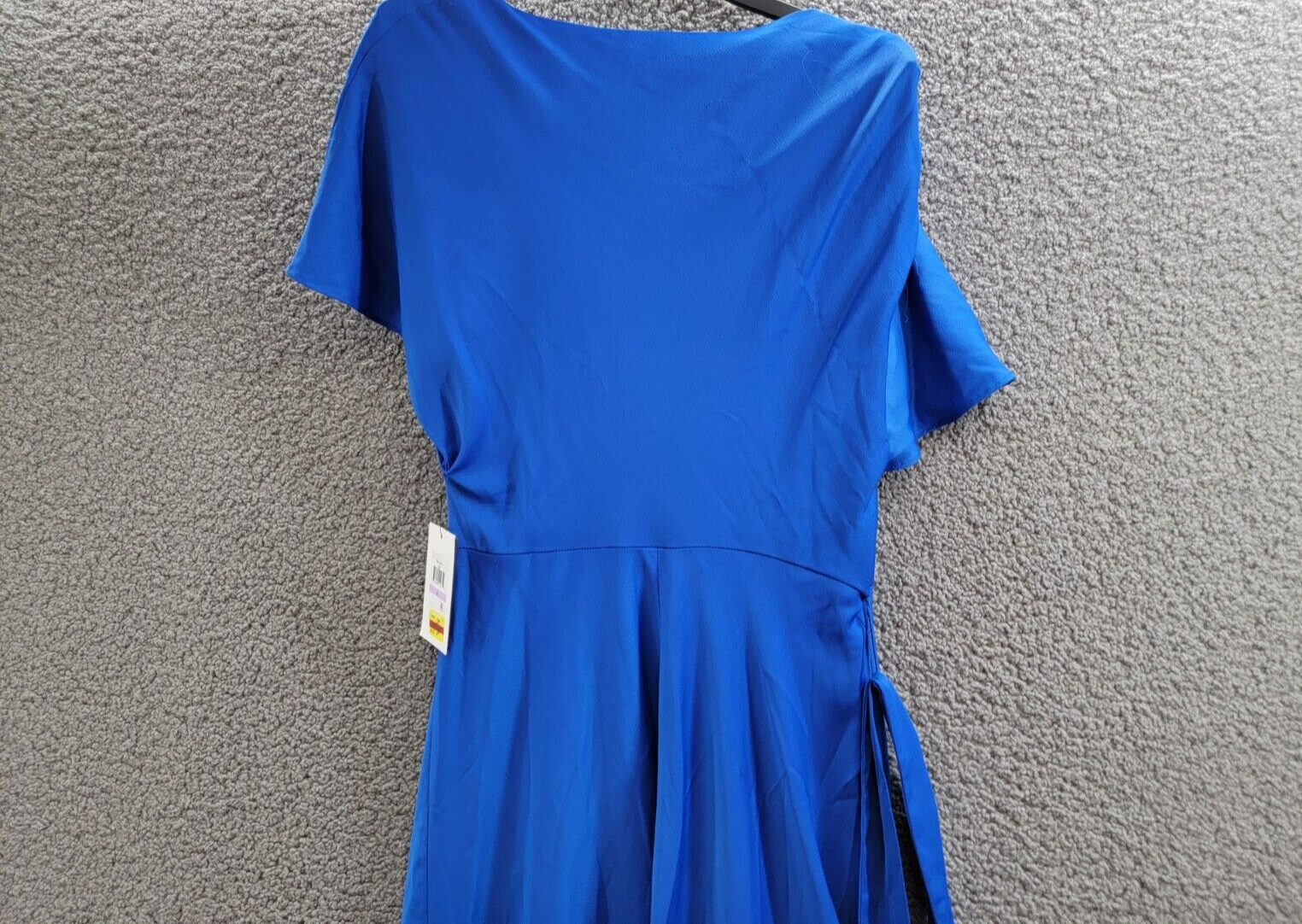 DKNY Cowlneck Dolman-Sleeve Belted Midi Dress Womens 6 Sapphire Side Zip Closure - Picture 11 of 16