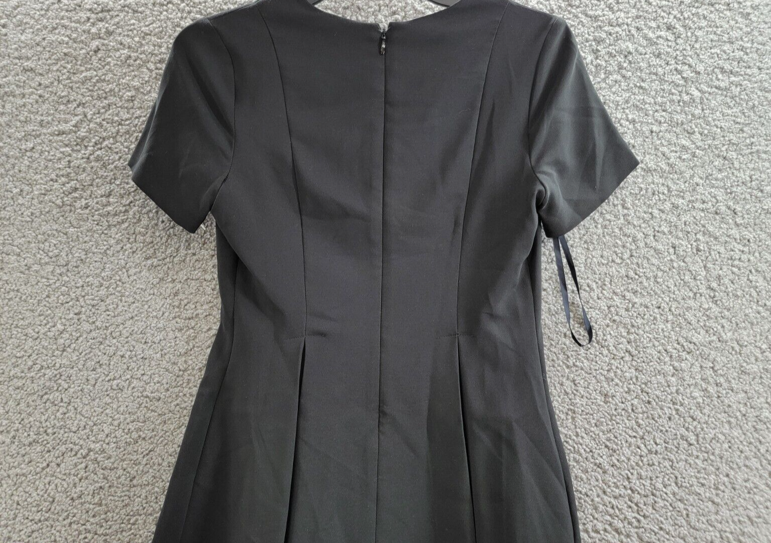 Tommy Hilfiger Petite V-Neck Pleated Fit & Flare Dress Women's 2P Black Back Zip - Picture 11 of 17