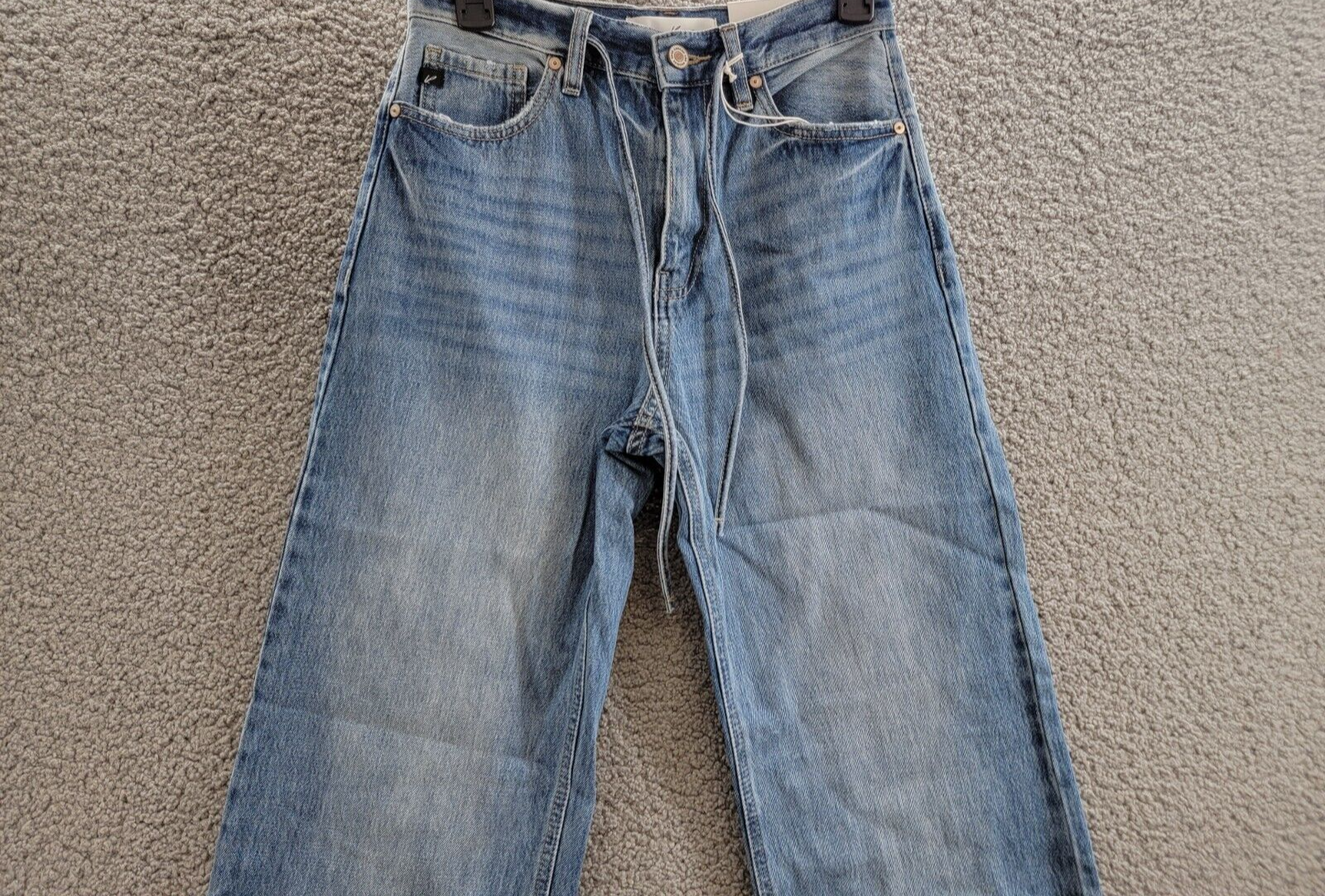 KanCan Hilo Ultra High Rise 90's Flare Jeans Women's 3/25 Medium Blue Button Zip - Picture 3 of 18