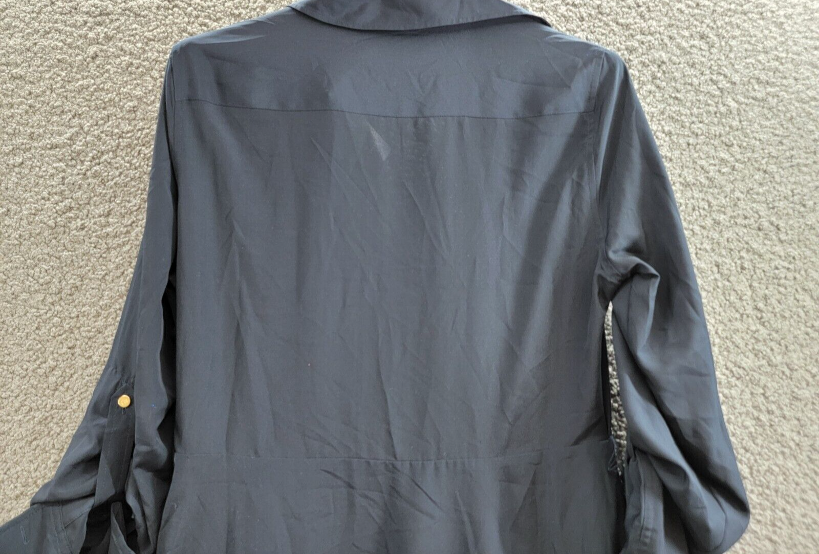 Lauren Ralph Lauren Crepe Shirtdress Women's 10 Navy Collared Side Zip Closure - Picture 14 of 19