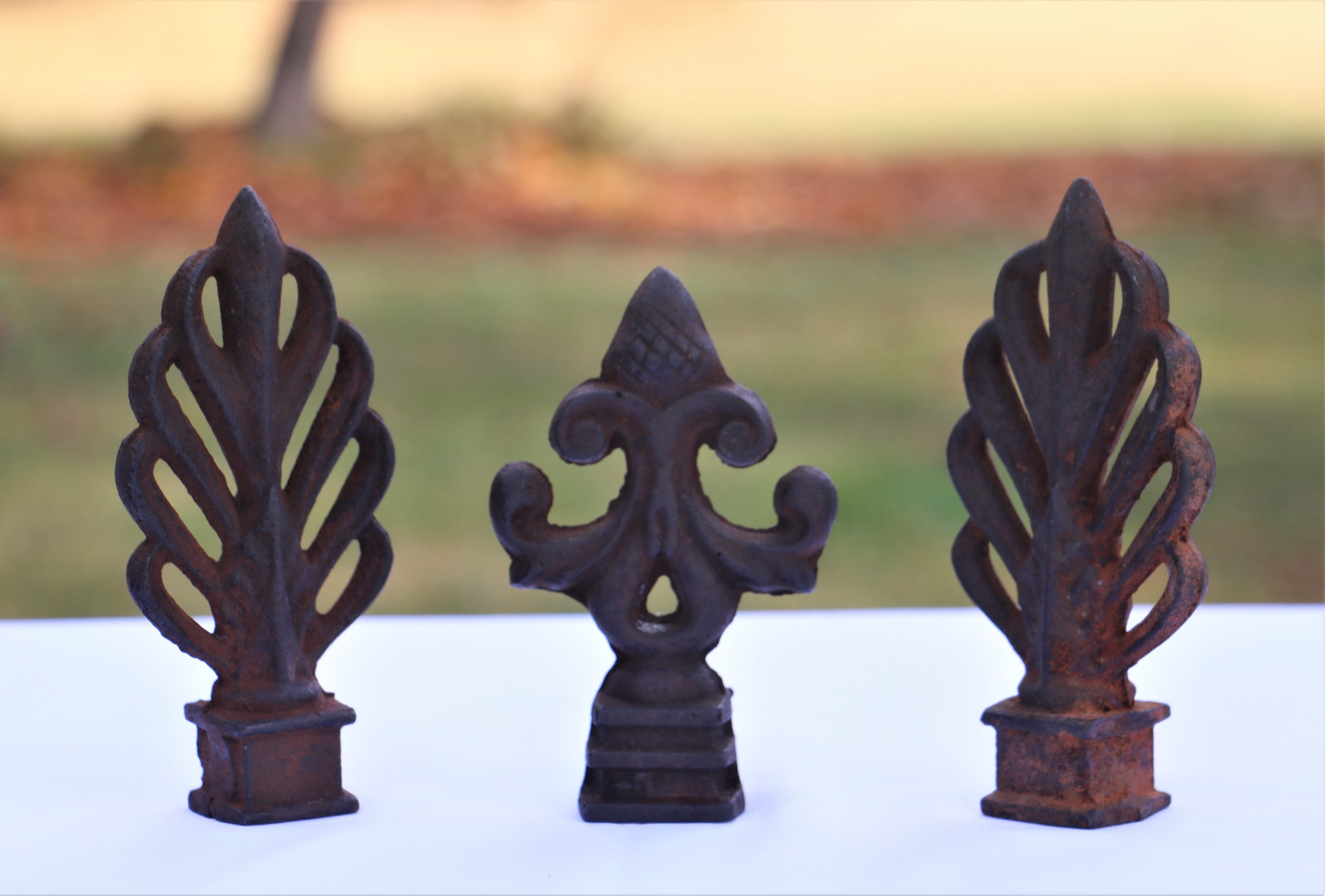 3 Antique Cast Iron Architectural Salvage Fence Post Cap 5