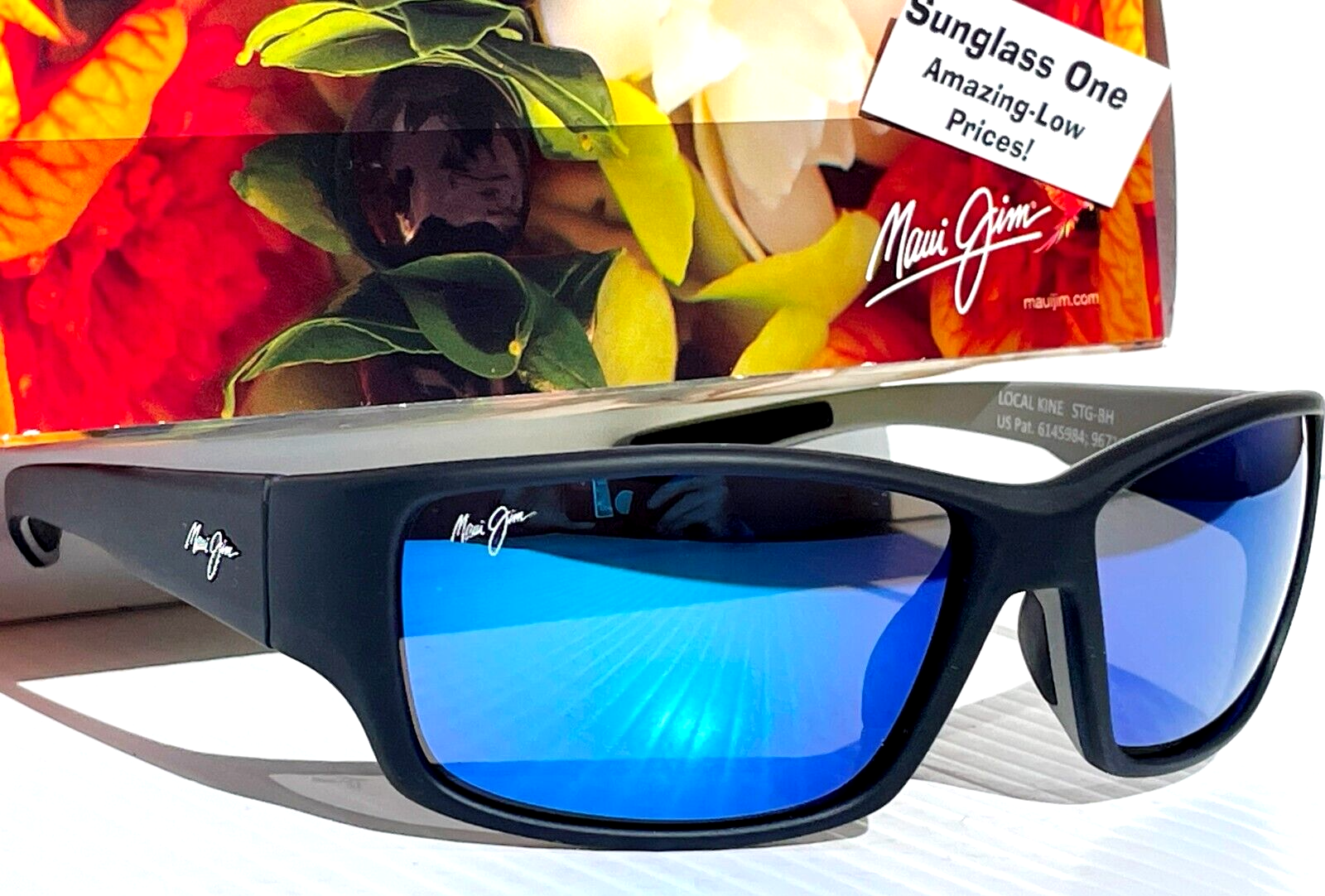 Pre-owned Maui Jim Local Kine Soft Black Polarized Blue Glass Sunglass B810-53b