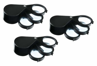 3PK 5X 10X 15X Triple Folding Pocket Magnifier Eye Loupe 1.25'' Magnifying Lens