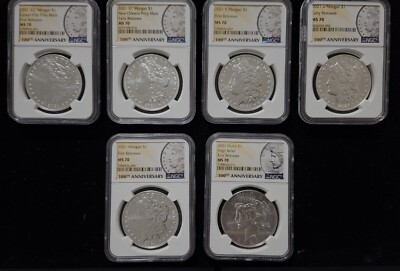 2021 Morgan and Peace Silver Dollar 6-Coin Set MS70 NGC FIRST OR EARLY RELEASE.