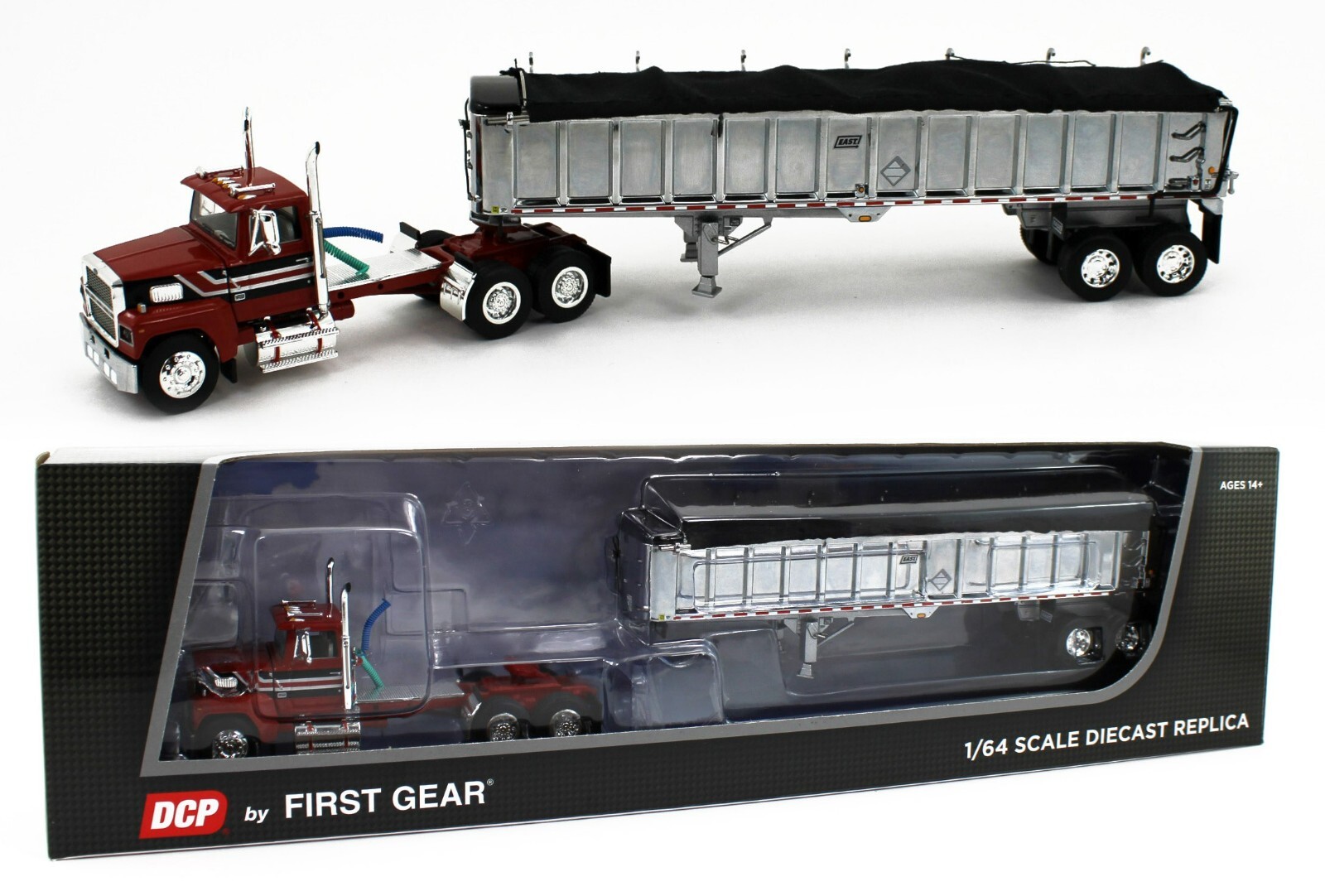 作例有りTD,T70,167MT,L35TW,TF500D,C-AF,EM DCP 1:64 *RED & BLACK* FORD LTL 9000 Day Cab w/CHROME East