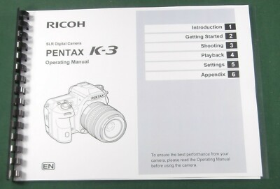 Pentax K-3 Operating Manual: 112 Pages & Protective Covers!