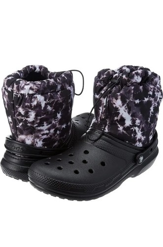 Crocs Mens Womens Classic Lined Neo Puff Boots Camo Black Tie Dye Size M6  W8