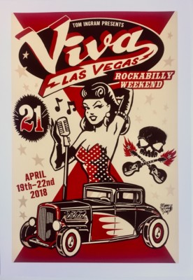 Viva Las Vegas 21 Rockabilly Weekend POSTER 2018 Silkscreen Vince Ray VLV21 Mint