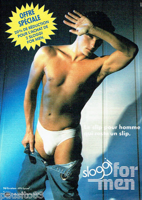 PUBLICITE ADVERTISING 1016  1990  Sloggi sous vetements slip homme