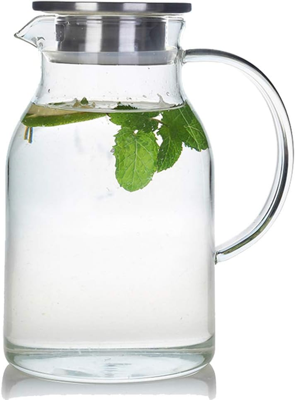 Glass Pitcher With Lid 68oz Heat Resistant Water Jug For Hot