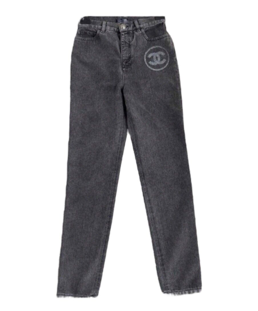 CHANEL 23P CC Logo Jeans 36 Charcoal *New - Timeless Luxuries