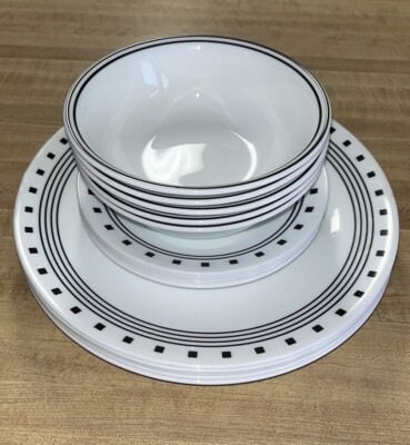 15 Pc Set Corelle City Block 5 x Dinner Plates 5 x Soup Bowls 5 x Salad Plates