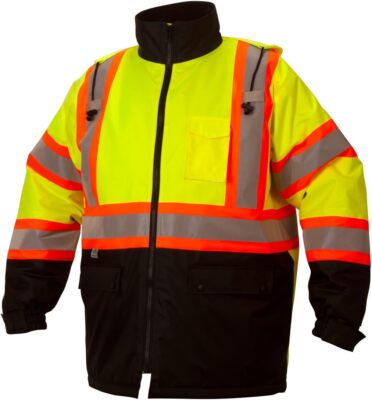 HIGH VISIBILITY CLASS 3 X BACK INSULATED REFLECTIVE ROAD WORK SAFETY PARKA COAT
