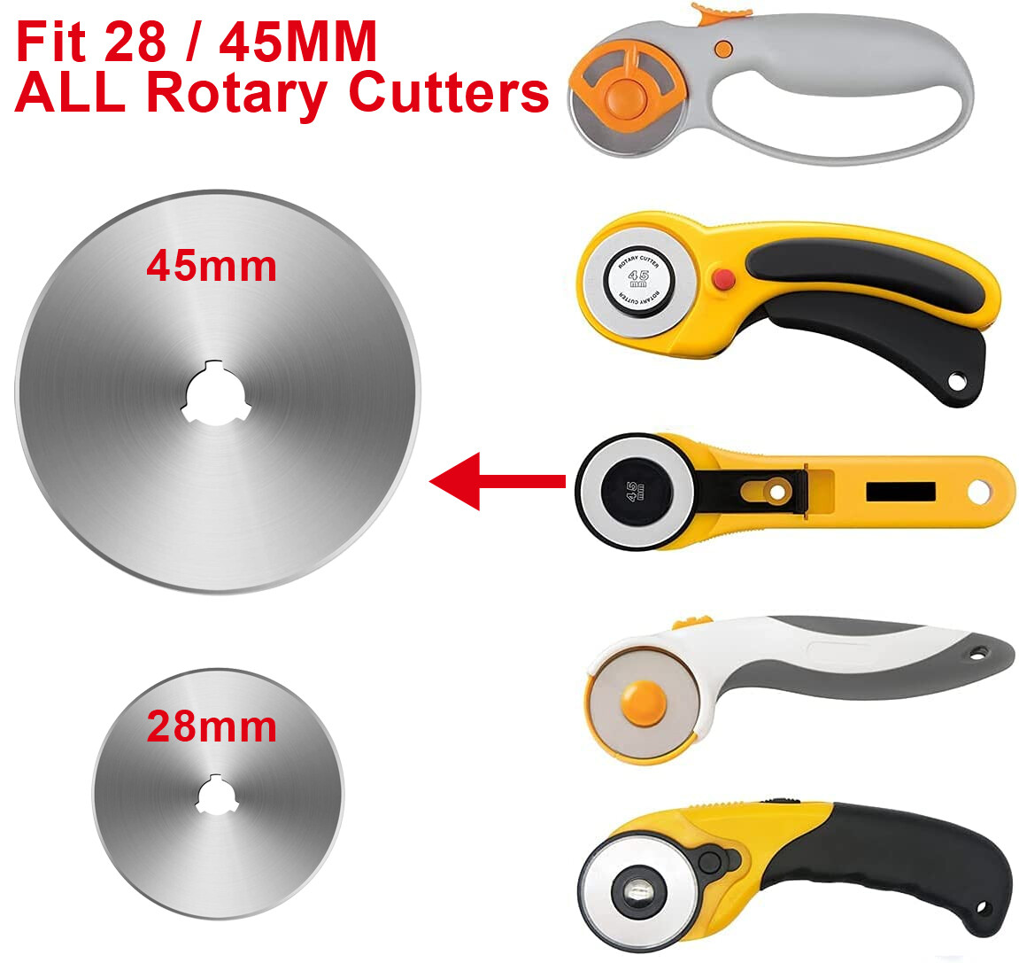 28mm 45mm Rotary Cutter Spare Blades Leather Quilters Sewing Fabric Cutting Tool