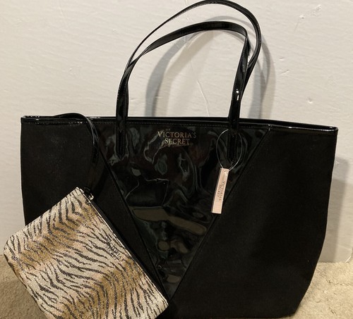 Victorias+Secret+Tote+Bag+Black+Sparkle+With+Attached+Pouch+2018 for sale  online