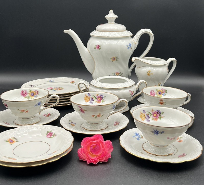 Jlmenau Kaffeeservice BlÃ¼Mchen Porzellan EdelweiÃ Ddr Veb #Ka237