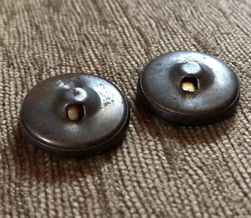 Antique Victorian Flower Metal Picture Buttons~Lot Of 2