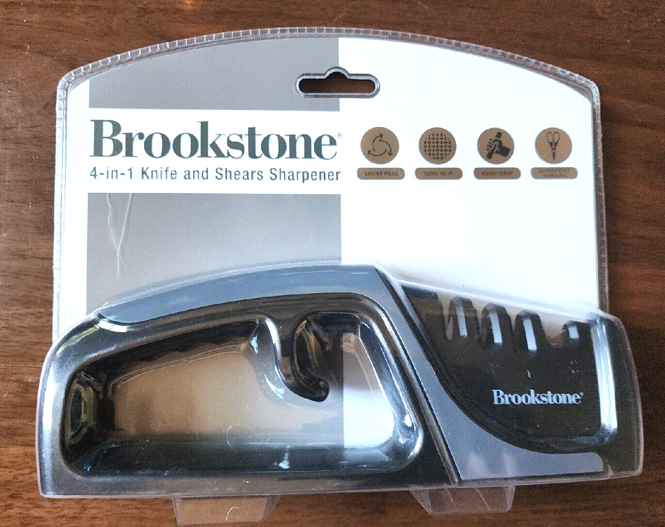 BROOKSTONE 4-in-1 Knife & Shear Sharpener Non-Slip Easy Grip Handle - BRAND NEW