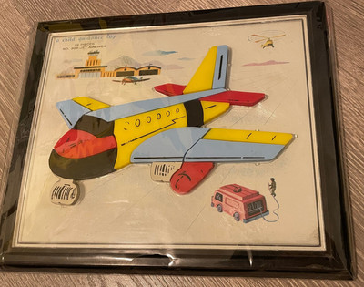 A Child Guidance Toy Plane 924 Jet Airliner Puzzle Framed 1962 prop 12'' sealed
